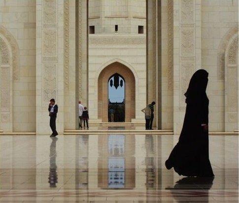 woman walking in mosque